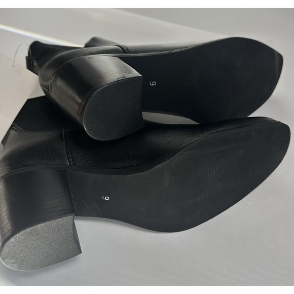 Amazon Essentials Black Ankle Boots Size 9 Women's Block Heel Chelsea Booties - Picture 6 of 7